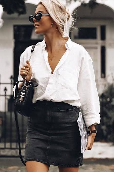 Button-Down Shirt + Mini Skirt for women