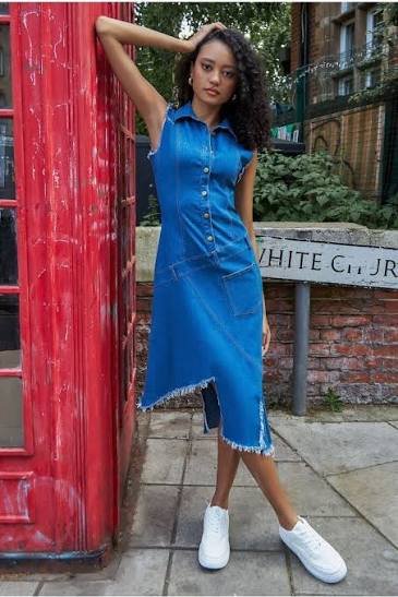 Denim Dress + White Sneakers for women