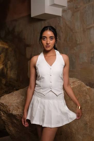 White Tank + Pleated Skirt for women