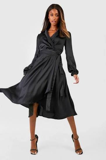 Wrap Dress + Block Heels for women